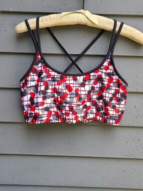 Moving Comfort Black White Red Bra size Large